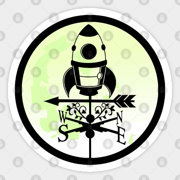 Rocket Spaceship Weathervane Sticker by Nuletto